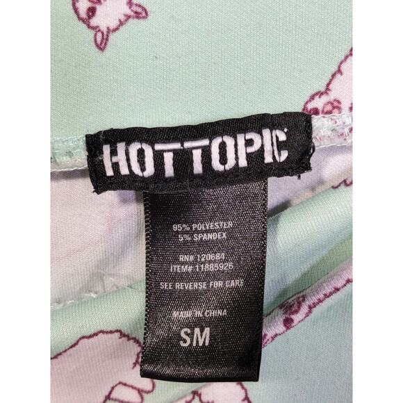 Hot Topic Llama Print Skirt Womens Small Mint Green Swing Pull On Stretch Pocket - Picture 5 of 12